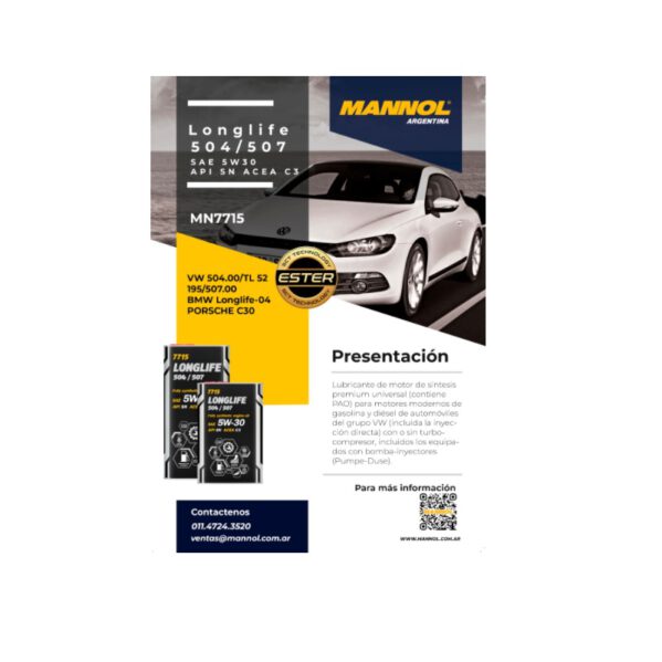 Aceite Sintetico Mannol 5W30 VW/Audi 5L - Imagen 2